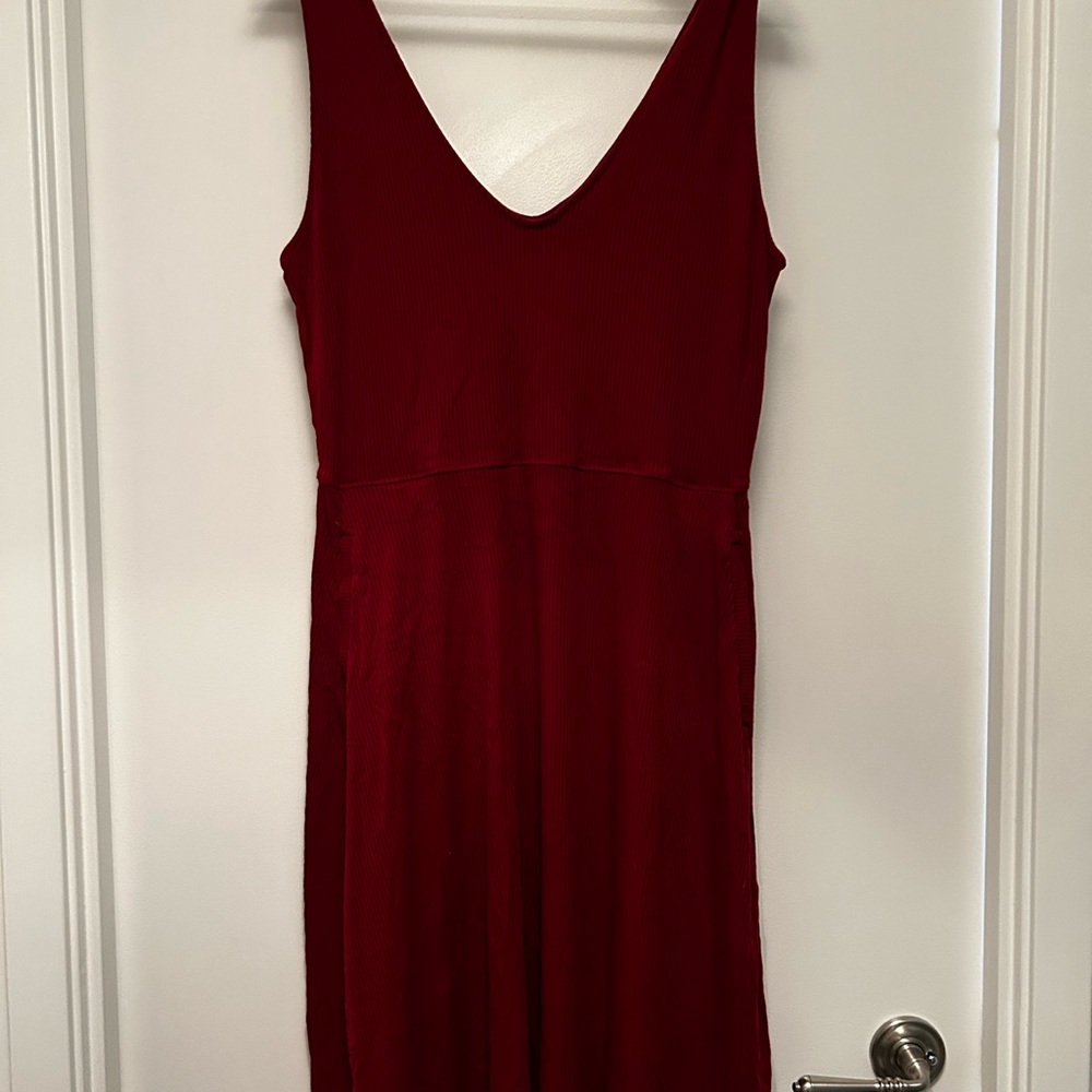 Everyday Red Sleeveless Dress with pockets